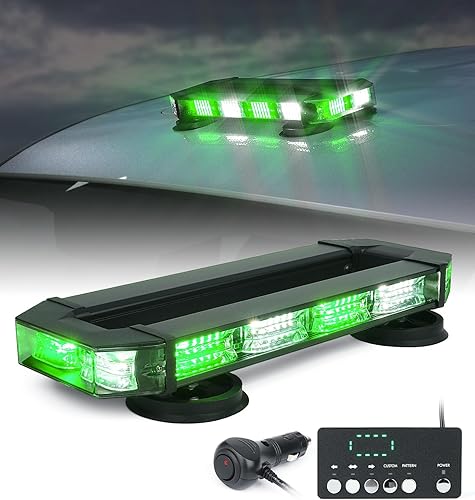 LUMENIX Barra de luces estroboscópicas para techo, barra de luces LED blanca y verde de emergencia con luz intermitente de advertencia de seguridad