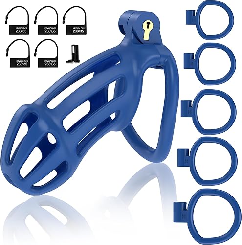 Vista 22 de Jaula de castidad Juguetes sexuales masculinos, dispositivos de castidad para hombres con control de erección del pene, impresión 3D, bloqueo