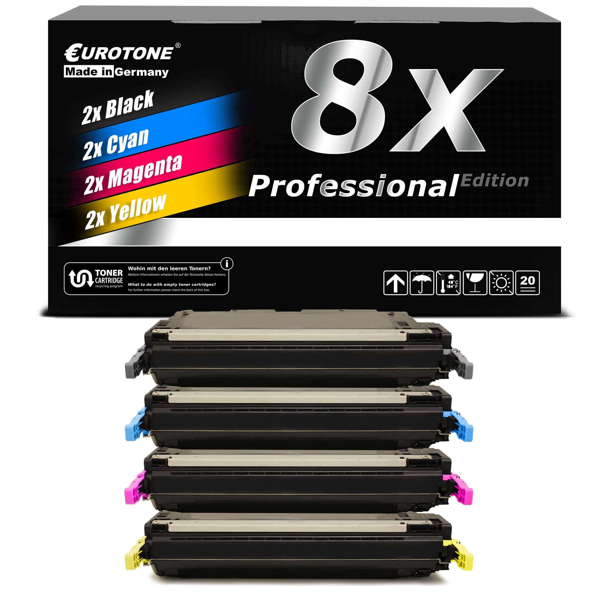 E.T. Tóner 8X compatible con Canon LBP5300 LBP5360 sustituye a 711 Set negro, cian, magenta y amarillo