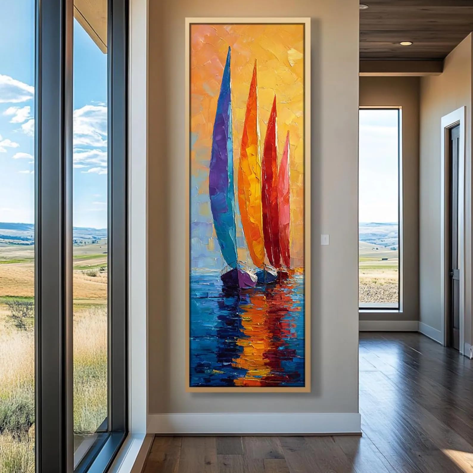 Xinbao Frameless Tall And Thin Canvas Wall Art, Long Narrow Wall Art, Vertical Wall Art, Framed Canvas Posters For Office, Halls Or Rooms(30X90cm/Frameless)