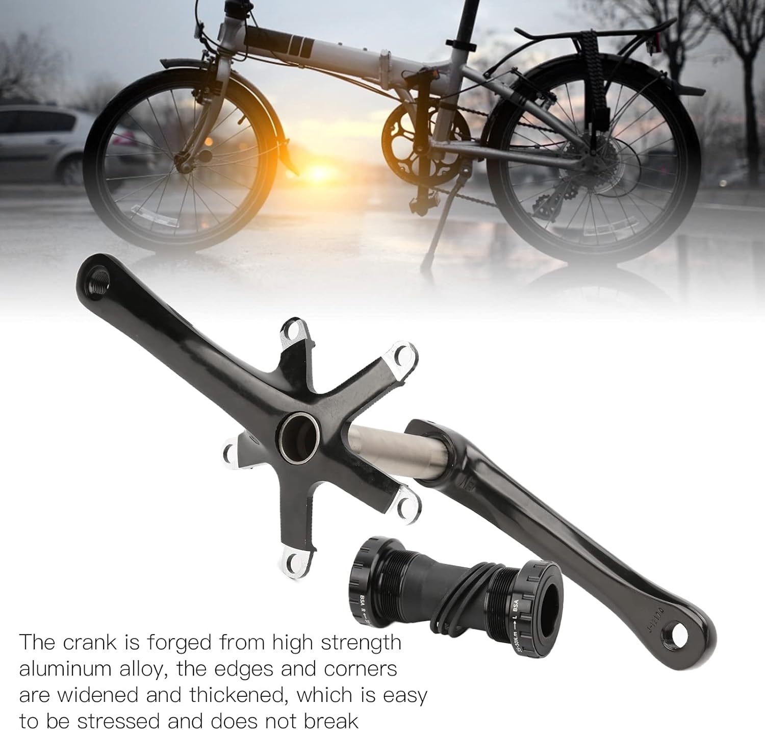 Dulcicasa バイククランクアームセット アルミ合金製 &ndash; モリブデン鋼シャフト採用で高剛性 for ロードバイク マウンテン