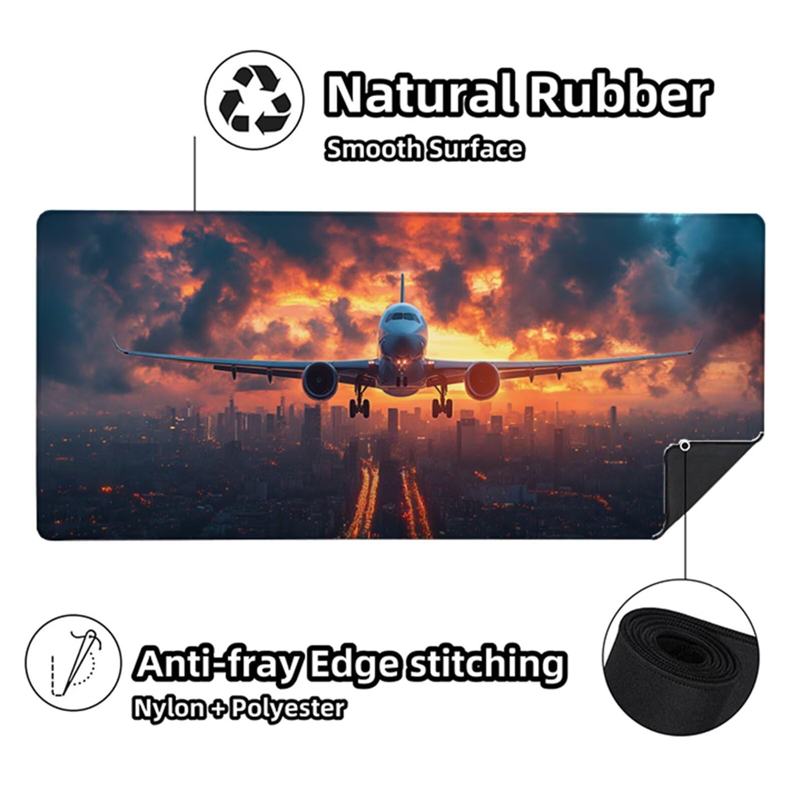 Tappetino Mouse Gaming Grigio Tappetino Mouse XXL 1200x600x3mm, Mousepad Aereo Sottomano Scrivania Grande con Bordi Cuciti per Pad PC Accessori Gaming, Ufficio Accessori Scrivania, Regalo L-3437