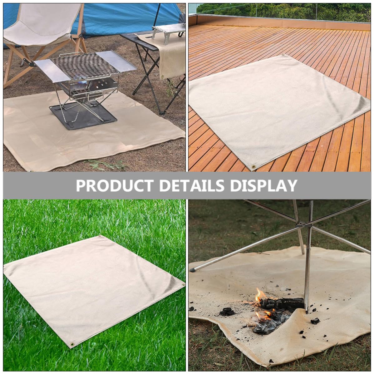 DOITOOL Manta Ignífuga Portátil de Material Resistente al Calor y Desgaste para Camping y Patios, Tapete Ignífugo Multifuncional para Protección contra Incendios
