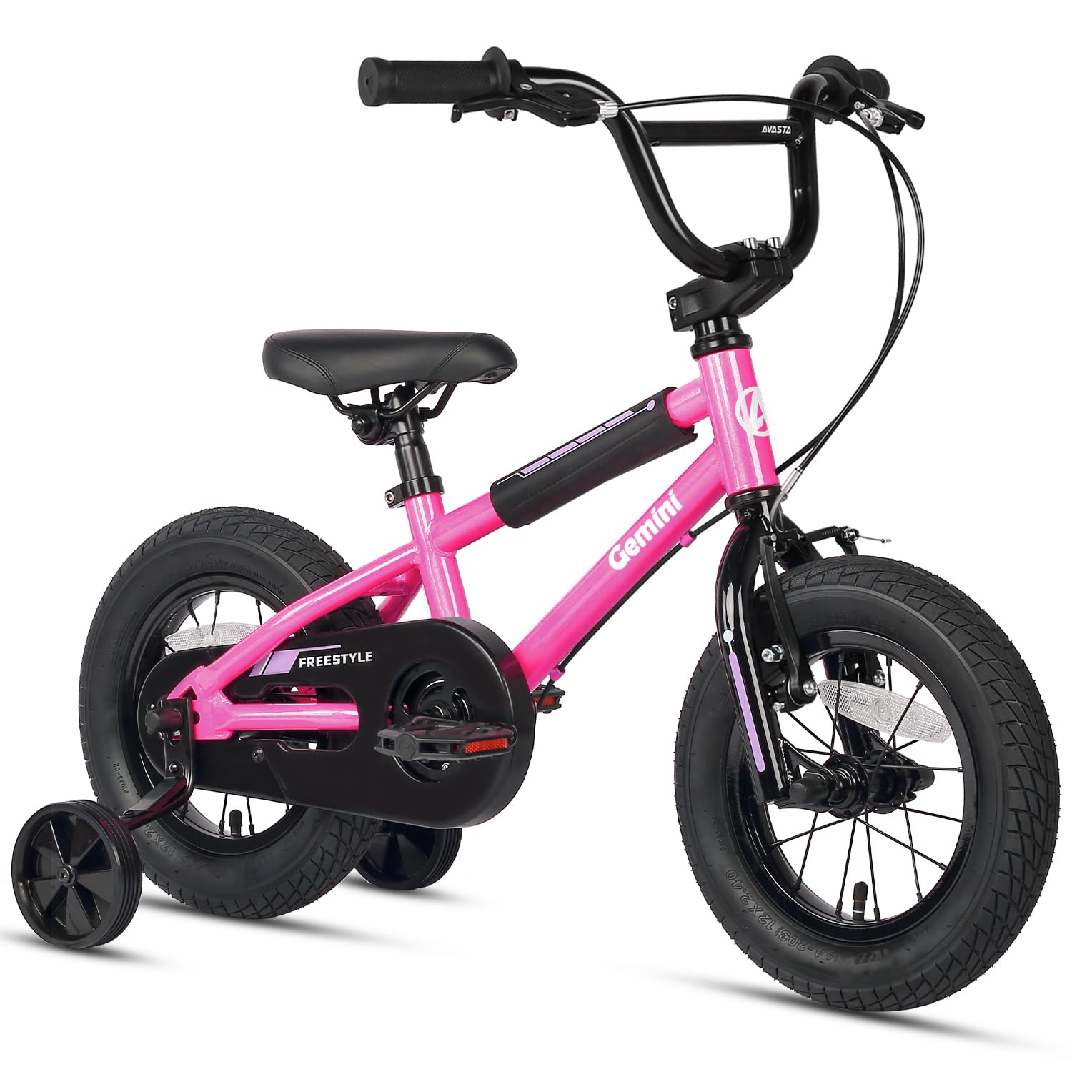 AVASTA 12 Inch Kids Bike for 1 2 3 4 Years Old Boys Girls Beiginner Toddlers Riders BMX Style Bicycle with Bell and Stabilisers, Pink
