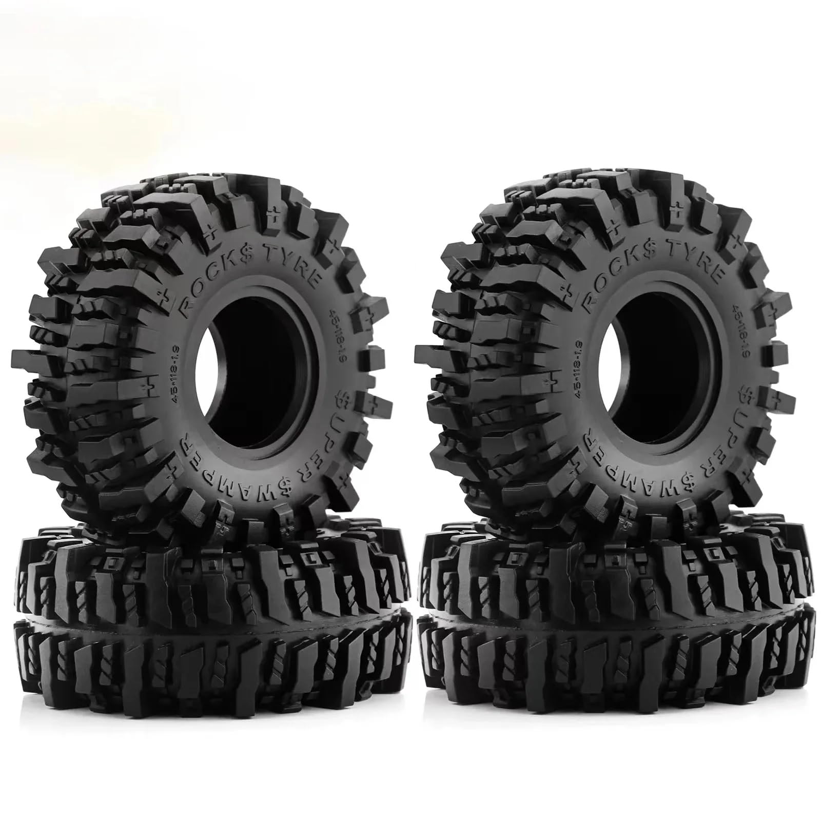 para TRX4 para TRX6 para Axial para SCX10 II III 90046 AXI03007 para Redcat GEN7 GEN8 D90 Blaze 1/10 4PCS 1.9 ''Ruedas Goma Neumáticos sobre Orugas RC Coche NeumáTico Piezas