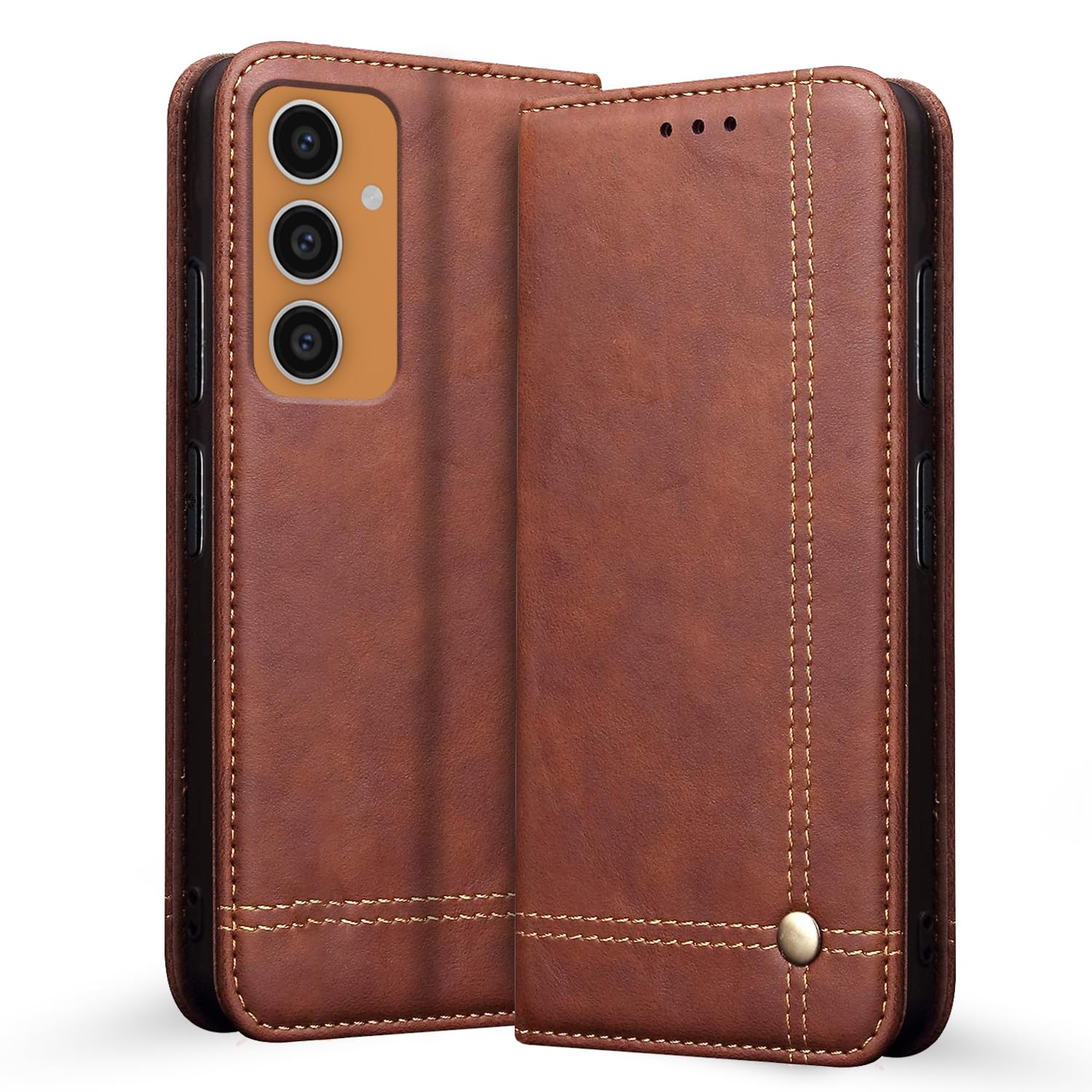 Pikkme Samsung Galaxy S23 FE 5G Flip Cover | Strong Magnetic Closure | Genuine PU Leather Finish | Wallet Style with Inbuilt Pocket & Stand | Premium Look Magnetic Flip Case (Brown) (B0CMDRY7LM) Amazon Price History, Amazon Price Tracker