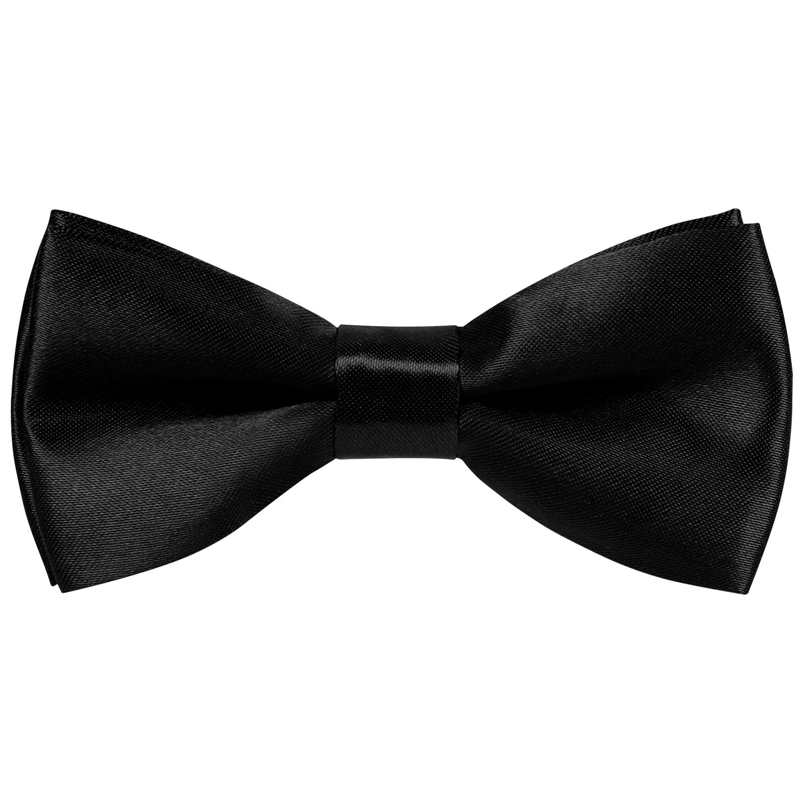 URAQT Dziecięca satynowa muszka 10 x 5 cm wstępnie zawiązana muszka dla dzieci, formalne muszki z wstępnie zapinaną klamrą, regulowane muszki do mundurowych akcesoriów, wesela uroczystości (czarna)