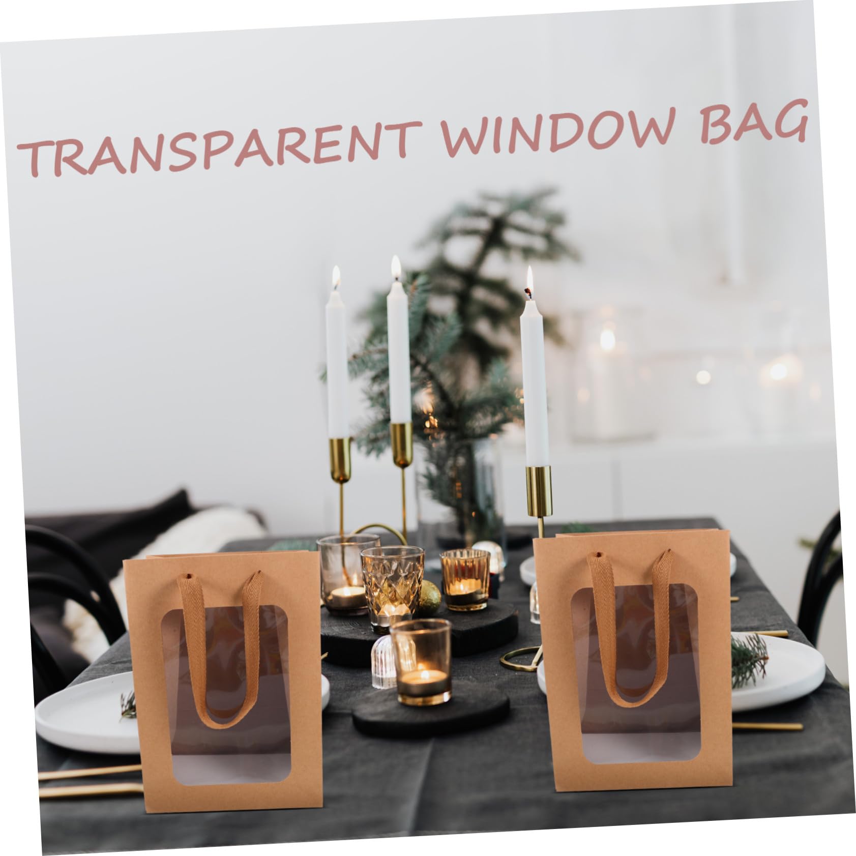 Vaguelly 12 Piezas Bolsas con Ventana Transparente para Fiestas Práctico y Reutilizable