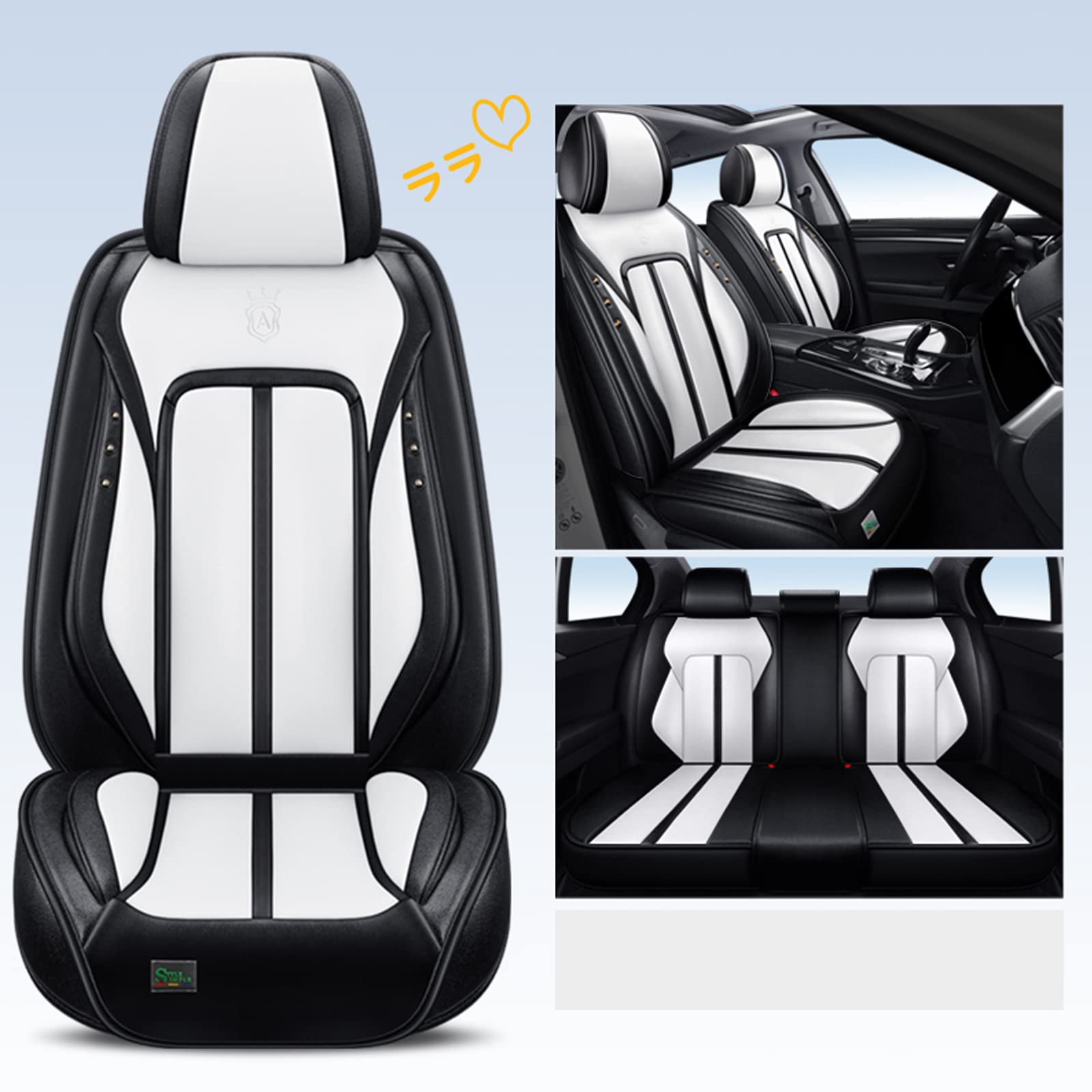 Cungko Car Seat Covers Universal Full Set Accessories for Jeep Cherokee Sport(KJ)(KK)(XJ) Trailhawk(KL) XJ KJ KK KL Waterproof Leather.White