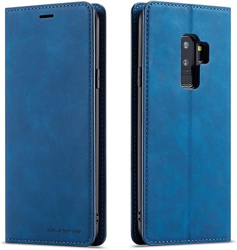 QLTYPRI Funda para Samsung Galaxy S9 Plus, piel sintética de alta calidad, parachoques de TPU con tarjetero atril, absorción magnética oculta, a