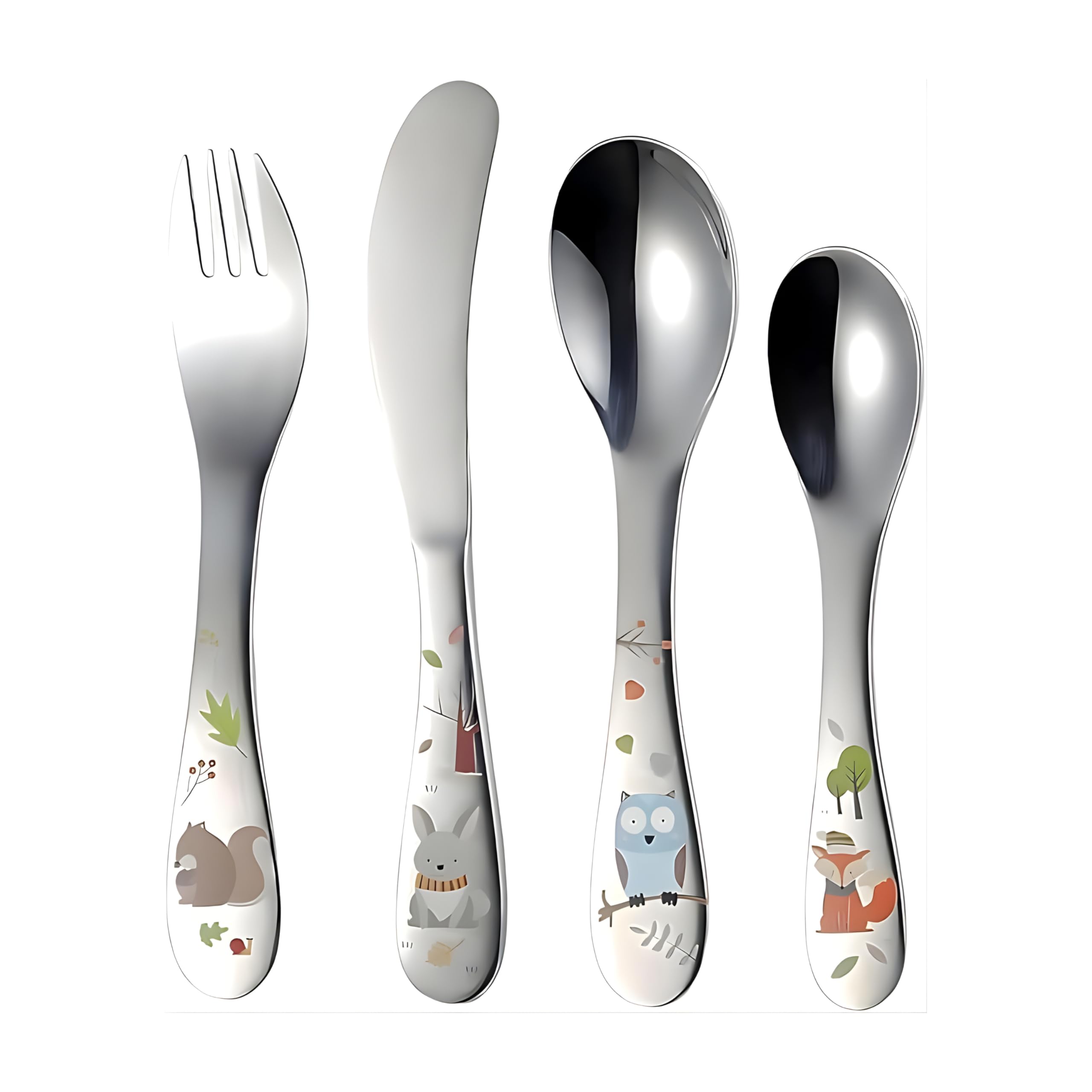– Kids Cutlery Set - Stainless Steel Kids Tableware Set of 4 with Gift Box Packing, Children Cutlery Set Metal Spoon and Forks Set