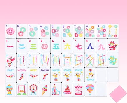 160 Pink American Printed Mahjong Game Set with Carrying Bag and Accessories, 1.2 Mahjong Tile Set