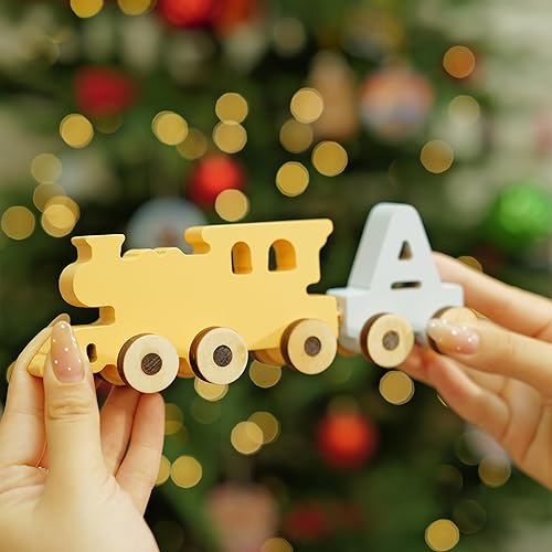 Miniatura 3 de Tren de madera personalizado con imanes de nombre, regalo personalizado de primer cumpleaños para bebé o niño, juguete Montessori Fidget con vías