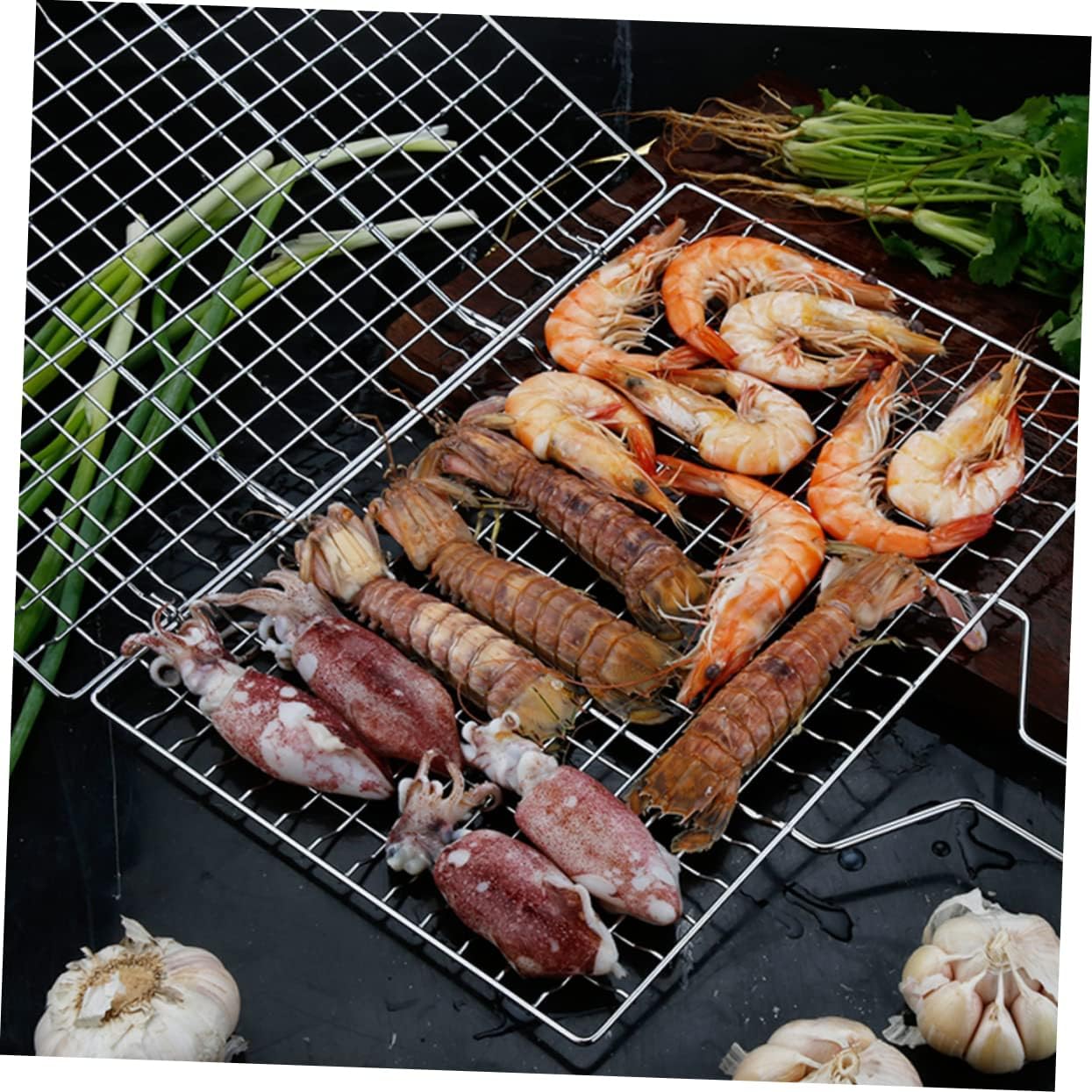 Stainless Steel Barbecue Mesh Bbq Rolling Basket Basket for Grilling Accessories Outdoor Grill Supplies