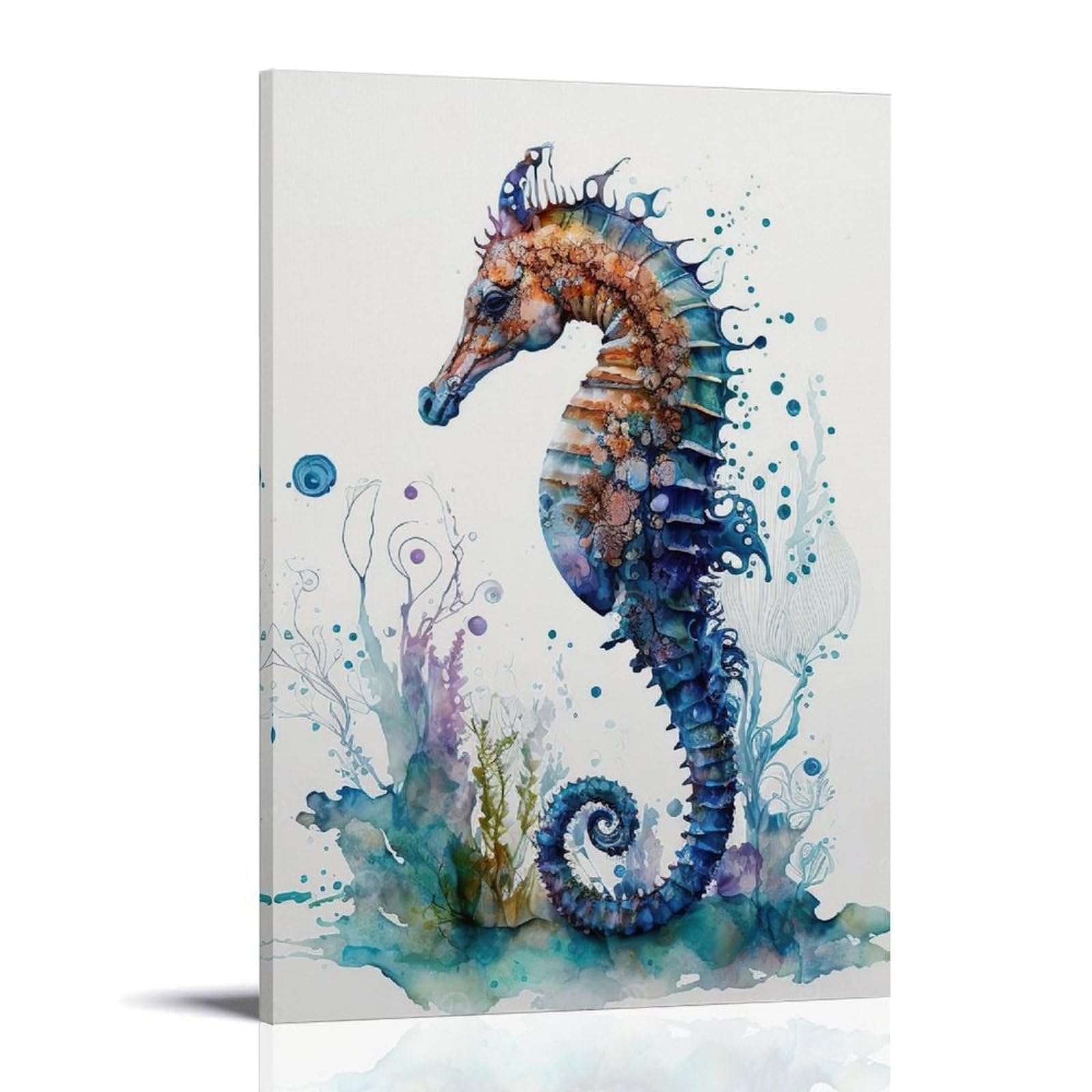 Amazon.co.jp: 水彩画のタツノオトシゴの絵画ポスター ポスター装飾