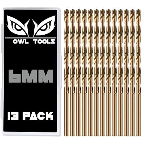 Owl Tools Brocas de cobalto de 0.236 pulgadas, paquete de 13 brocas de cobalto M35 con estuche de almacenamiento, brocas métricas perfectas para