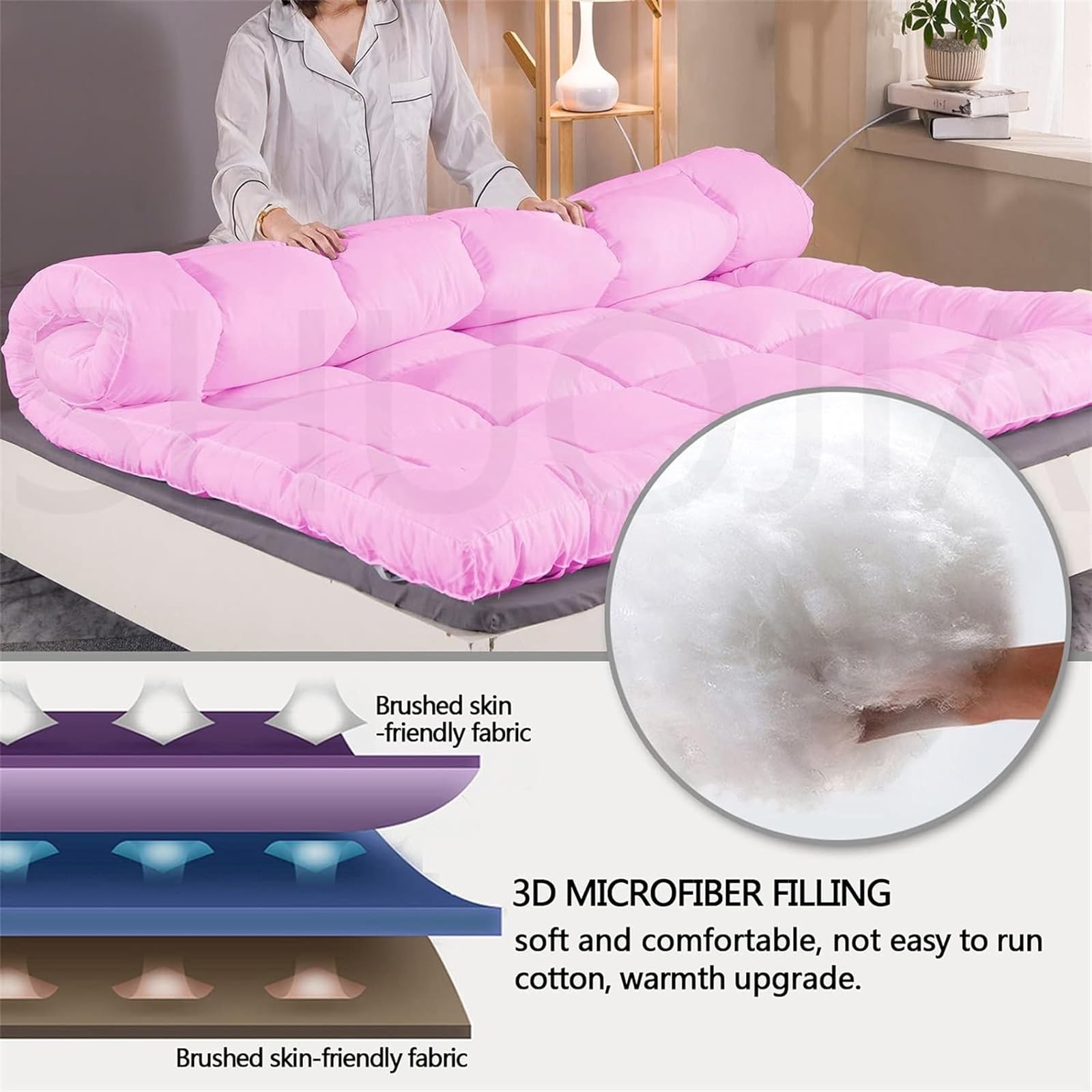 Colchón de futón de Suelo de Terciopelo de plumón, tamaño Completo King Queen, colchón de Suelo japonés, colchón de Tatami for Cama de Invitados, colchón for Dormir for Dormitorio de Estudiantes (Col