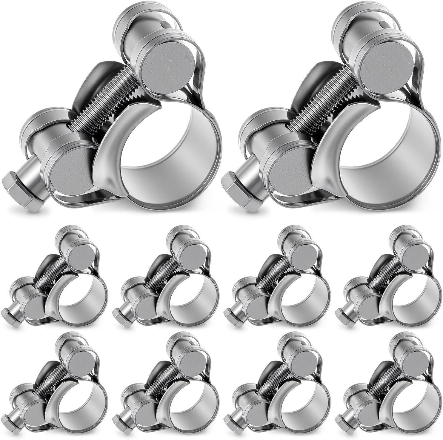 10 Pack T-bolt Hose Clamps Kit 20-22 mm Od Heavy Duty Adjustable 304 Stainless Steel T-slot Clamp for Radiator Constant Tension Exhaust