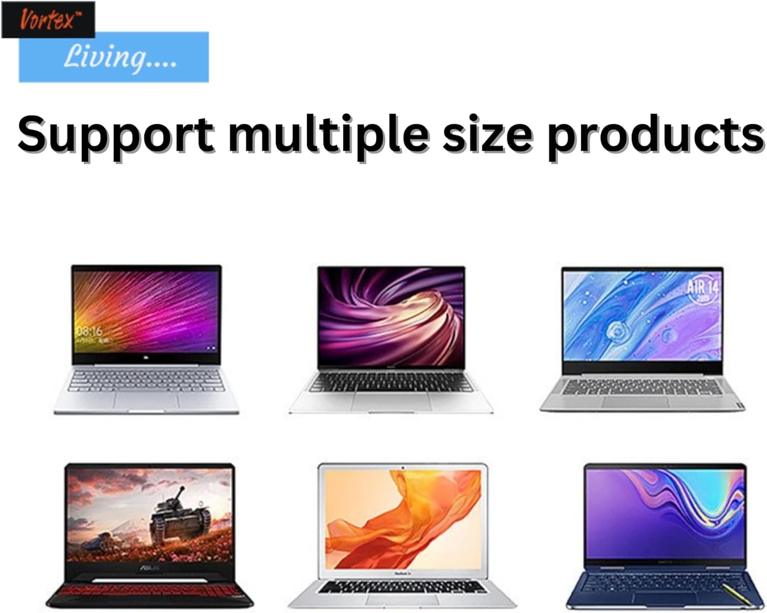 Vortex D24-3 Silver Cooling Ergonomic Laptop Tablet Stand Support Adjustable Height Multi-Angle Portable Foldable Aluminum Laptop Riser for MacBook Air/Pro and More Notebooks 10-17.3"