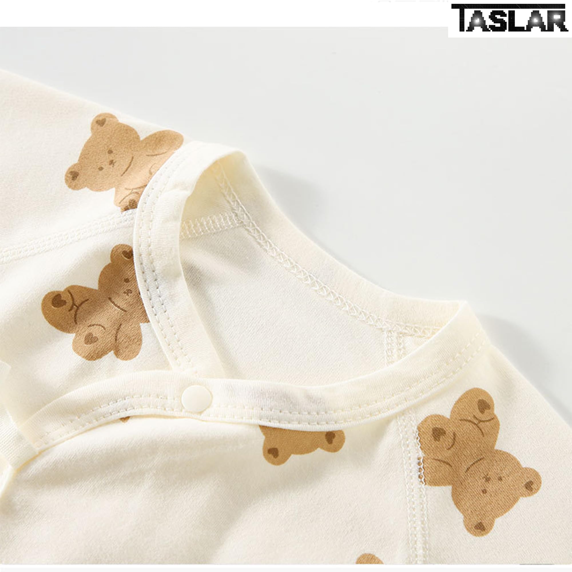 TASLAR Cute Bear Cartoon Two Piece Clothes Set Cotton Long Sleeve Open Front Outfits Room Wear, Sleepwear, Soft Pajamas Top for Unisex Baby Boys Girls 1