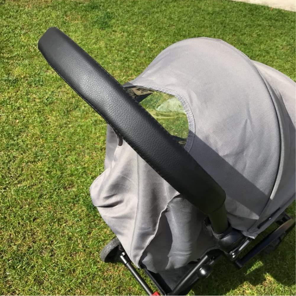 Funda de Manija para Cochecito de Bebé Cubierta de Cochecito de Cuero Cubierta de Manija de Cochecito Universal con Cierre de Cremallera, Impermeable, Anti-Sucio, Anti Desgaste, Negro