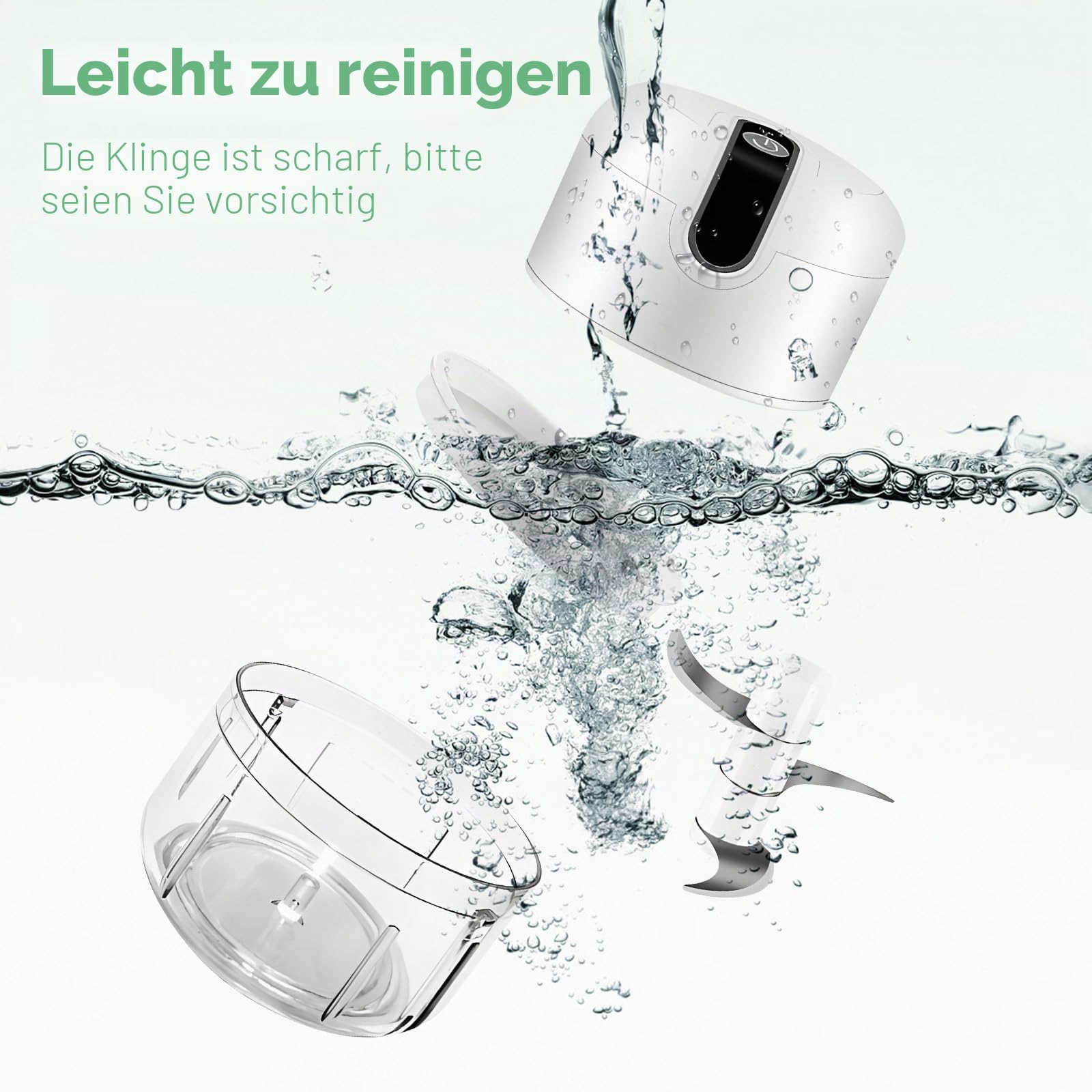 Zwiebel Zerkleinerer Elektrisch, 250ml Mini Zwiebelschneider Elektrisch Knoblauchschneider mit 3 Edelstahl Klingen, USB Wiederaufladbarer Multizerkleinerer für Chili Gemüse Nüsse Obst Fleisch
