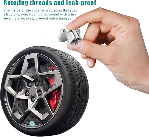 Miniatura 5 de 4 tapas de válvula de neumático con diseño de pata de cristal, hechas a mano con diamantes de imitación con sello hermético, cubiertas universales