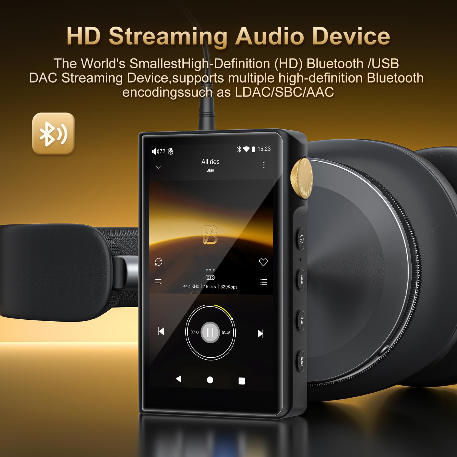 HiFi MP3 Player mit Bluetooth und WiFi, ZAQE Android 12 Hi-Res Music Player, Lossless DSD DAC Flac, Hochauflösender Musikplayer mit 64 GB Speicherkarte, unterstützt bis zu 512GB