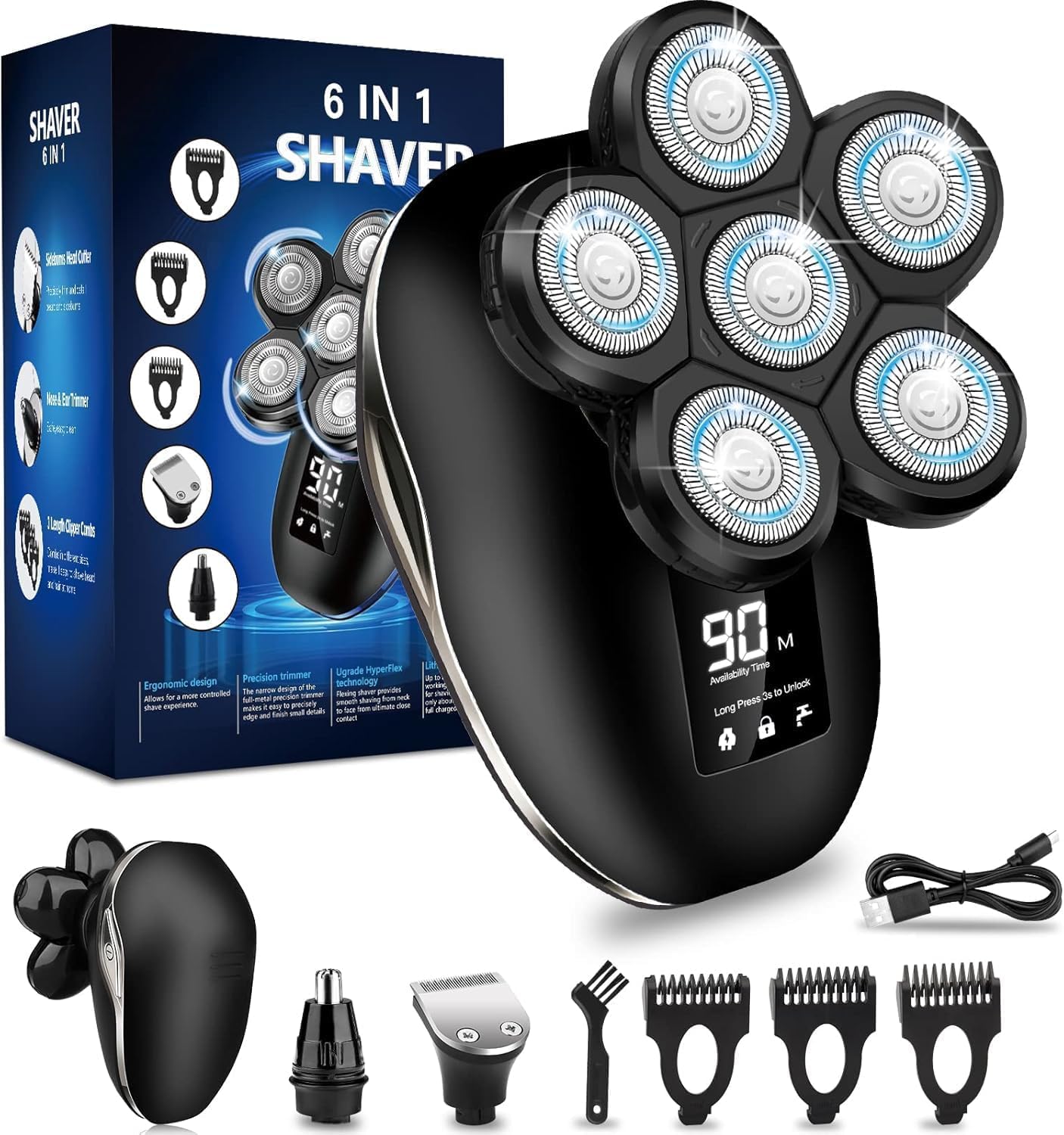 Electric Shavers for Men, 6 in 1 Electric Razor for Men Shaving Face