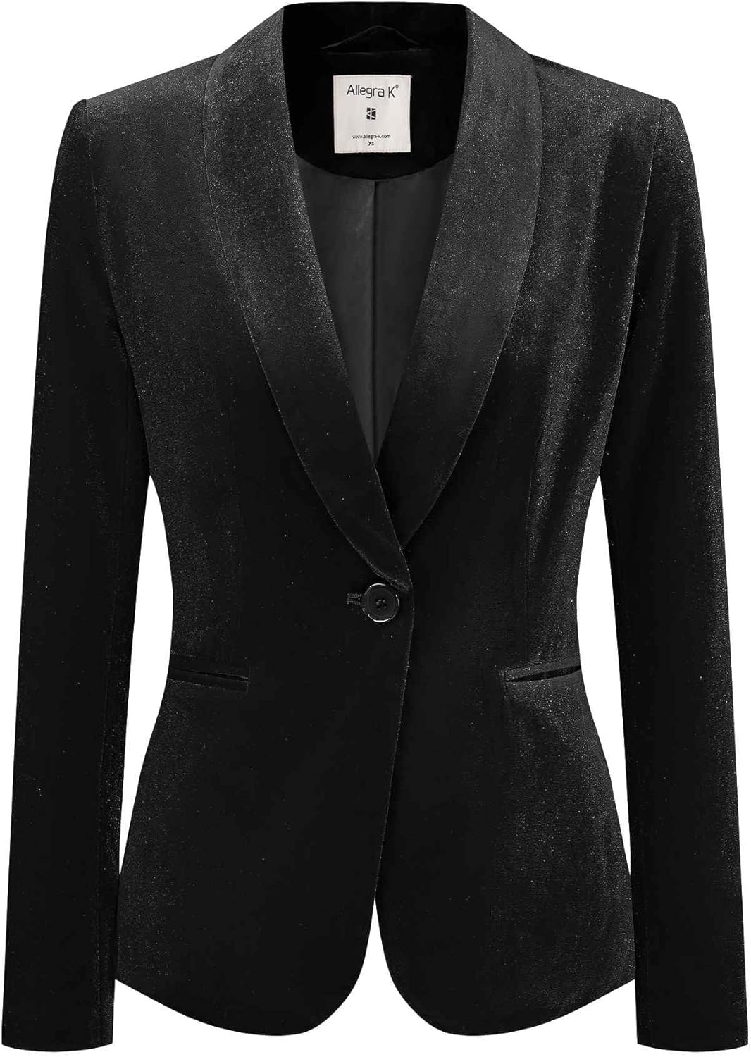 Allegra K Women's Halloween Christmas Office Coat Solid Shawl Collar 1 Button Velvet Blazer