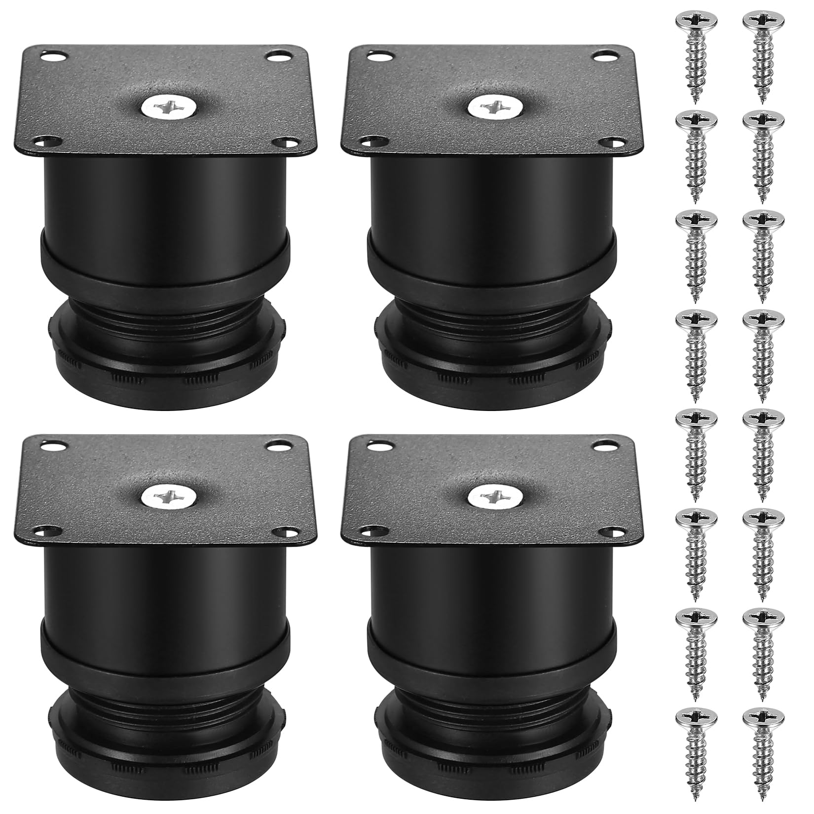 Knpwer Meubelpoten, 4 stuks, 15 cm, houten meubelpoten, massief eiken poten voor stoelen, kast, bank, bed, bank, met montageplaten, schroeven en viltglijders (zwart