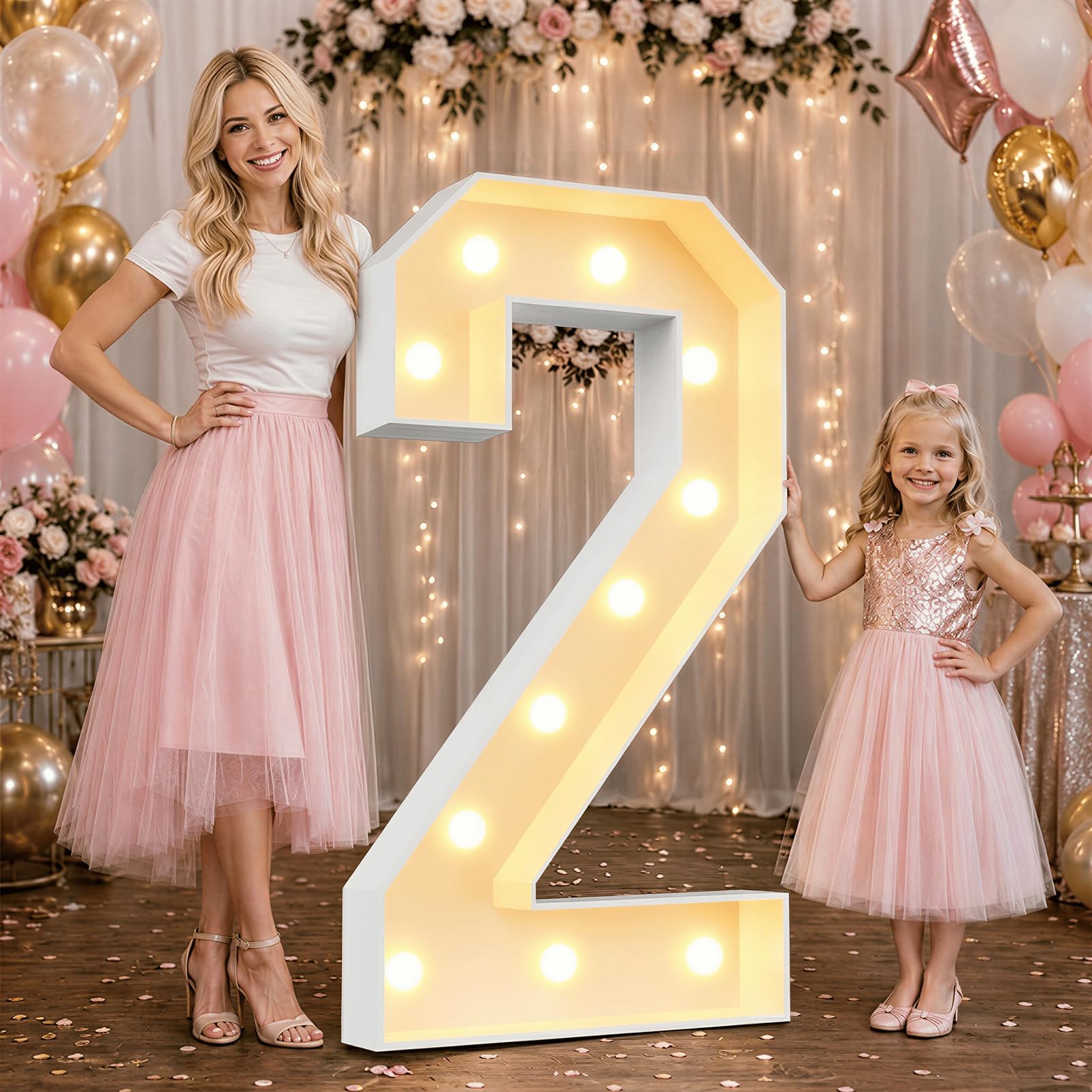 Large 4FT Marquee Light Up Numbers 2 for Party Decorations