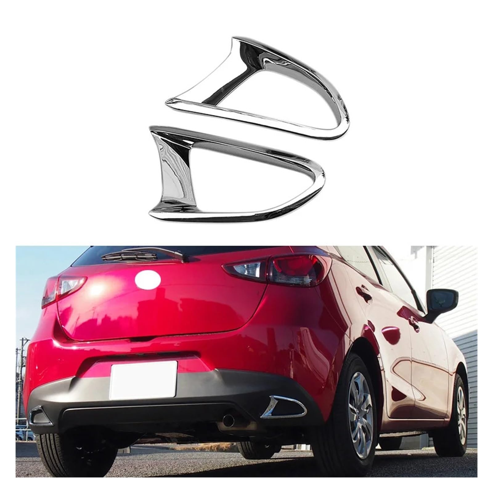 Rear Bumper Fog Light Lamp Cover Trim, Fit For Mazda, 2 Demio DJ Hatchback 2015-2019 ABS Chrome Frame Osłona tylnego światła