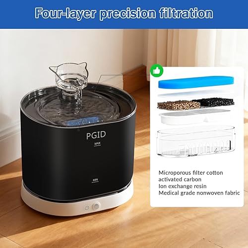 Miniatura 5 de Fuente de agua para gatos con bomba sensorial, fuente de agua automática de 2.2L74 onzas para gatos de interior, ultra silenciosa, funciona con