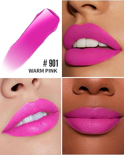Miniatura 3 de Lápiz labial líquido mate de larga duración para mujeres, pintalabios a prueba de manchas, color rosa intenso, vegano, sin crueldad animal (901 rosa
