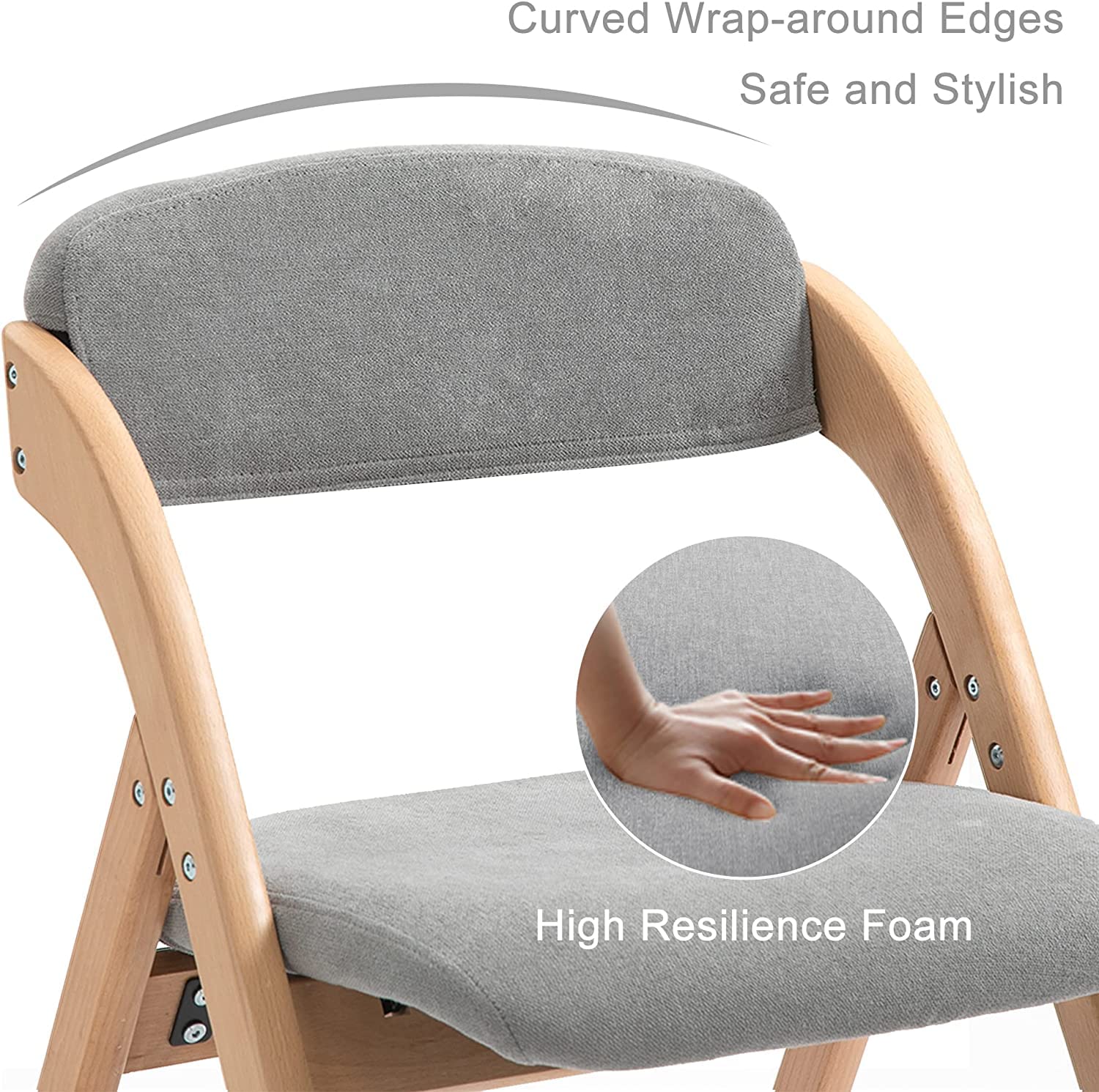 Juego de 2 sillas plegables, asiento acolchado tapizado, silla apilable de madera para eventos, hogar, oficina, boda, fiesta, picnic, silla de comedor resistente