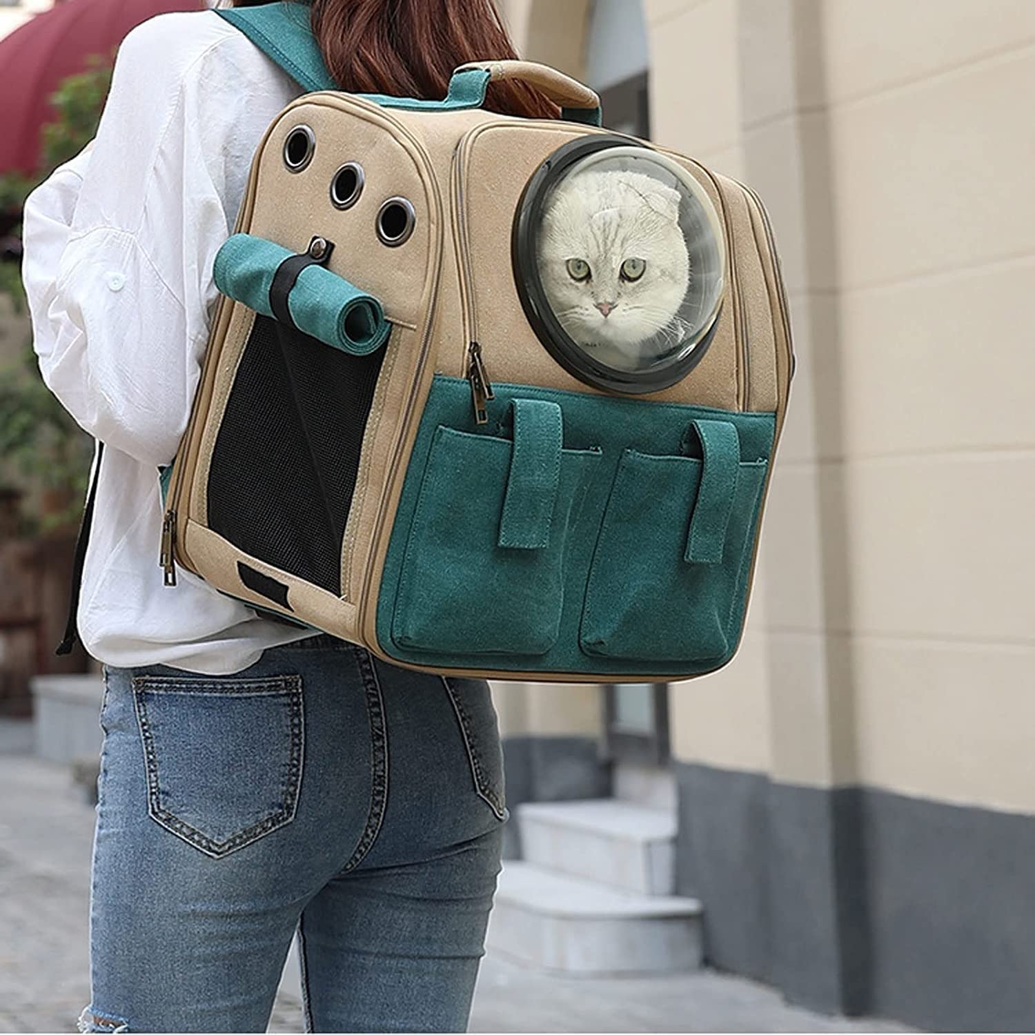 Mochila para Mascotas Transportín para gatos con cápsula espacial, bolsa de transporte para gatos, perros y animales pequeños, mochila para gatos de gran capacidad, mochila para perros Espacioso