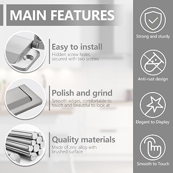 LELE LIFE 4Pcs Flush Ring Pull Cabinet Handles, Hidden Recessed Foldable Drawer Pulls, Zinc Alloy Low Profile Furniture Door Pulls for Cupboard Wardrobe,Nickel