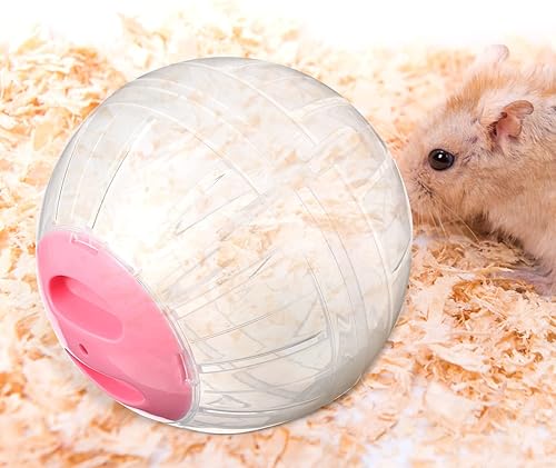 Miniatura 7 de POPETPOP 2 juguetes de hámster, pelota de ejercicio transparente, rueda de hámster para hámsteres enanos, mascotas pequeñas, correr para aumentar la