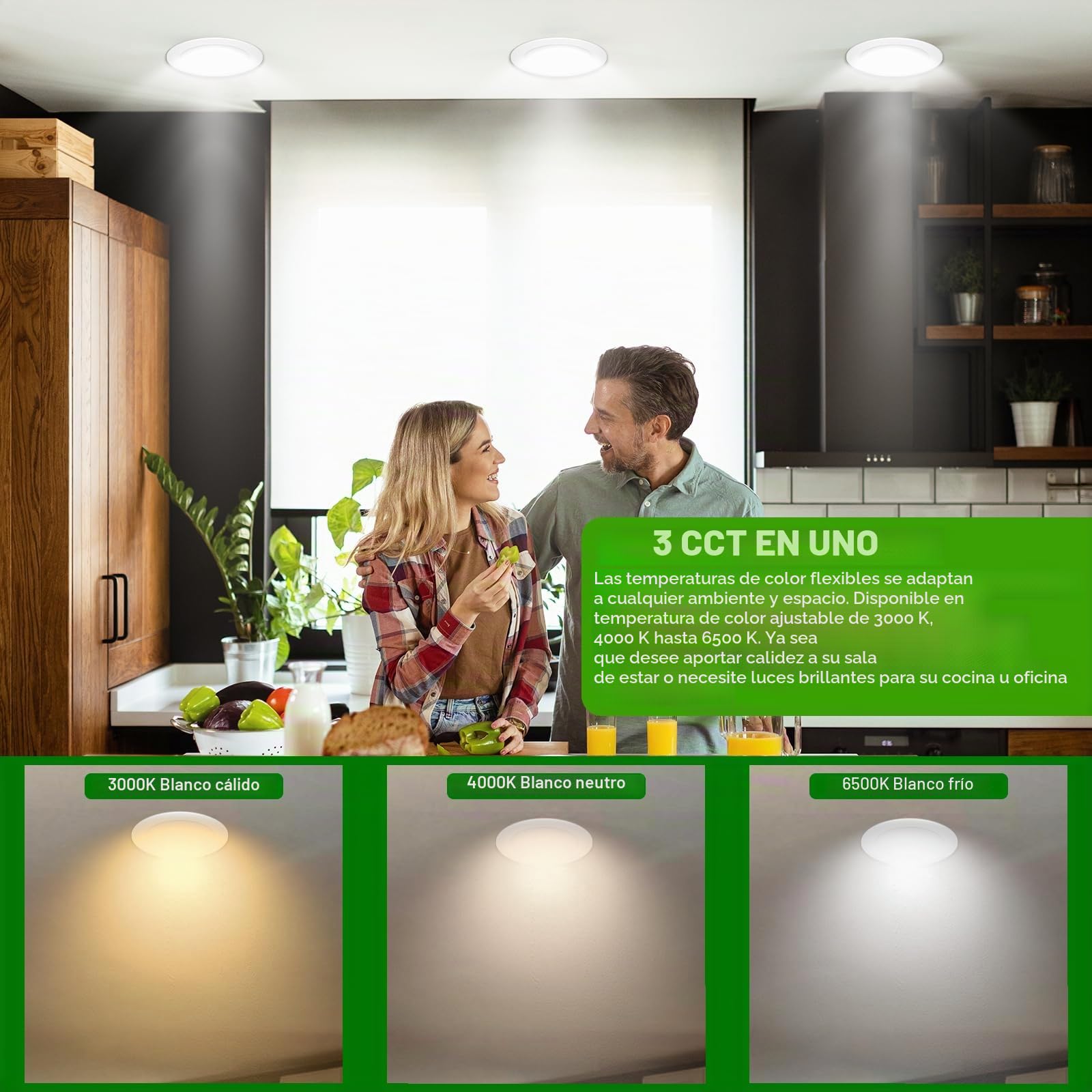 Focos LED Interior Techo 230V, 7W Ø 65-75 mm IP44, Regulables, 12 pack Downlight Led Techo Empotrable Blanco Cálido 3000K Blanco Neutro 4000K Blanco Frío 6500K，Ojos de Buey Led para Techo