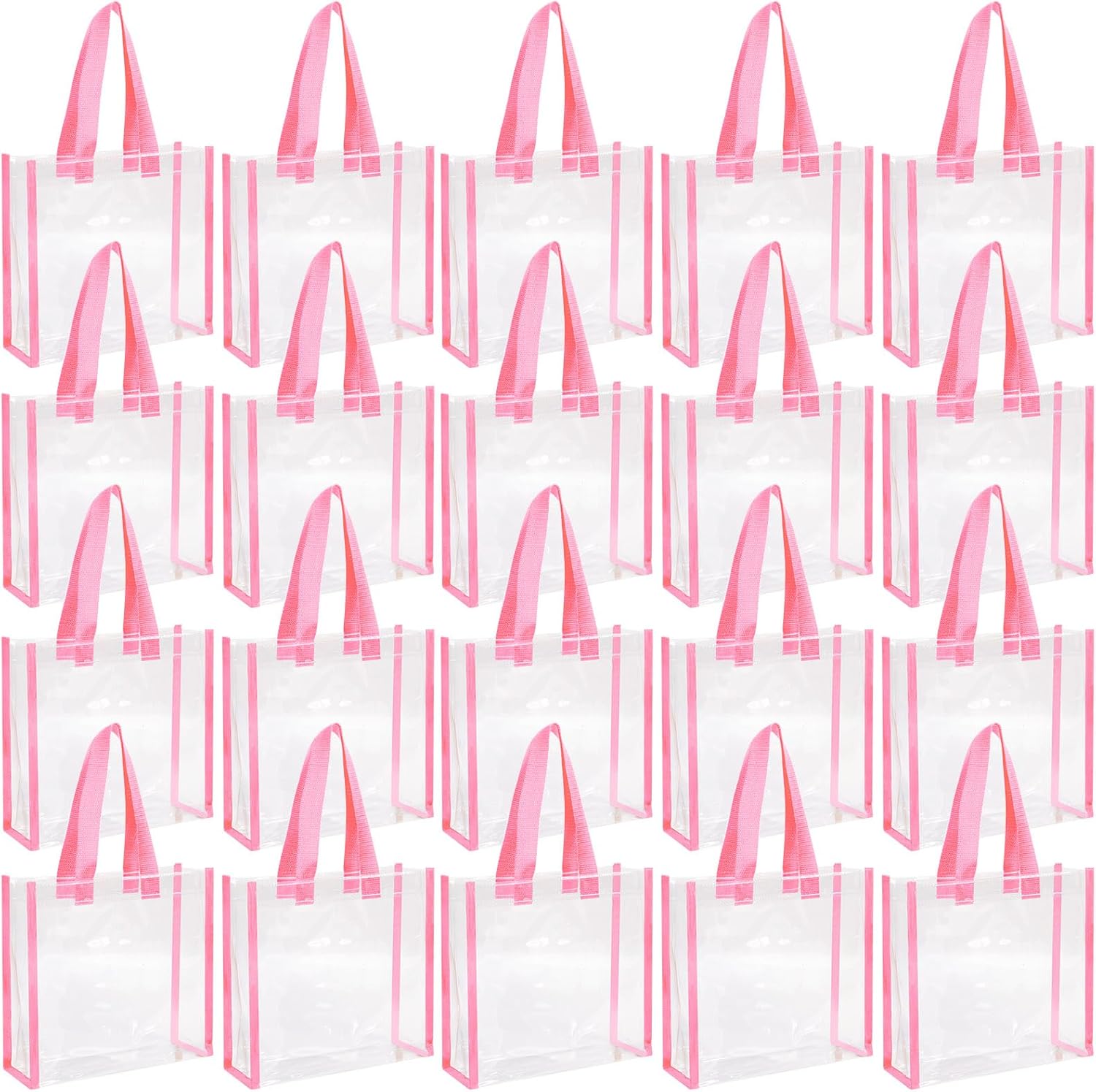 Paterr 20パック プラスチック クリア トートバッグ 10 x 10 x 4インチ スタジアム承認 ギフトバッグ ハンドル付