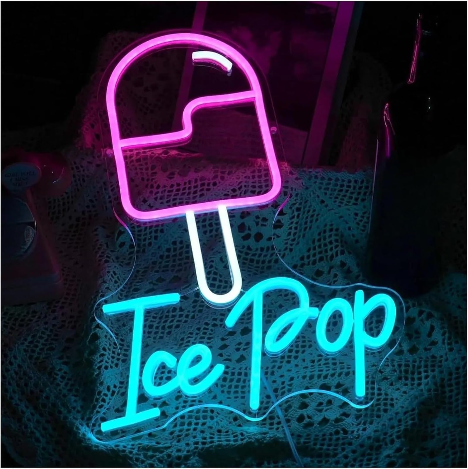 Luci al neon Insegna al neon Ice Pop Insegne ideali per la decorazione delle pareti dei negozi, 29 cm x 42,5