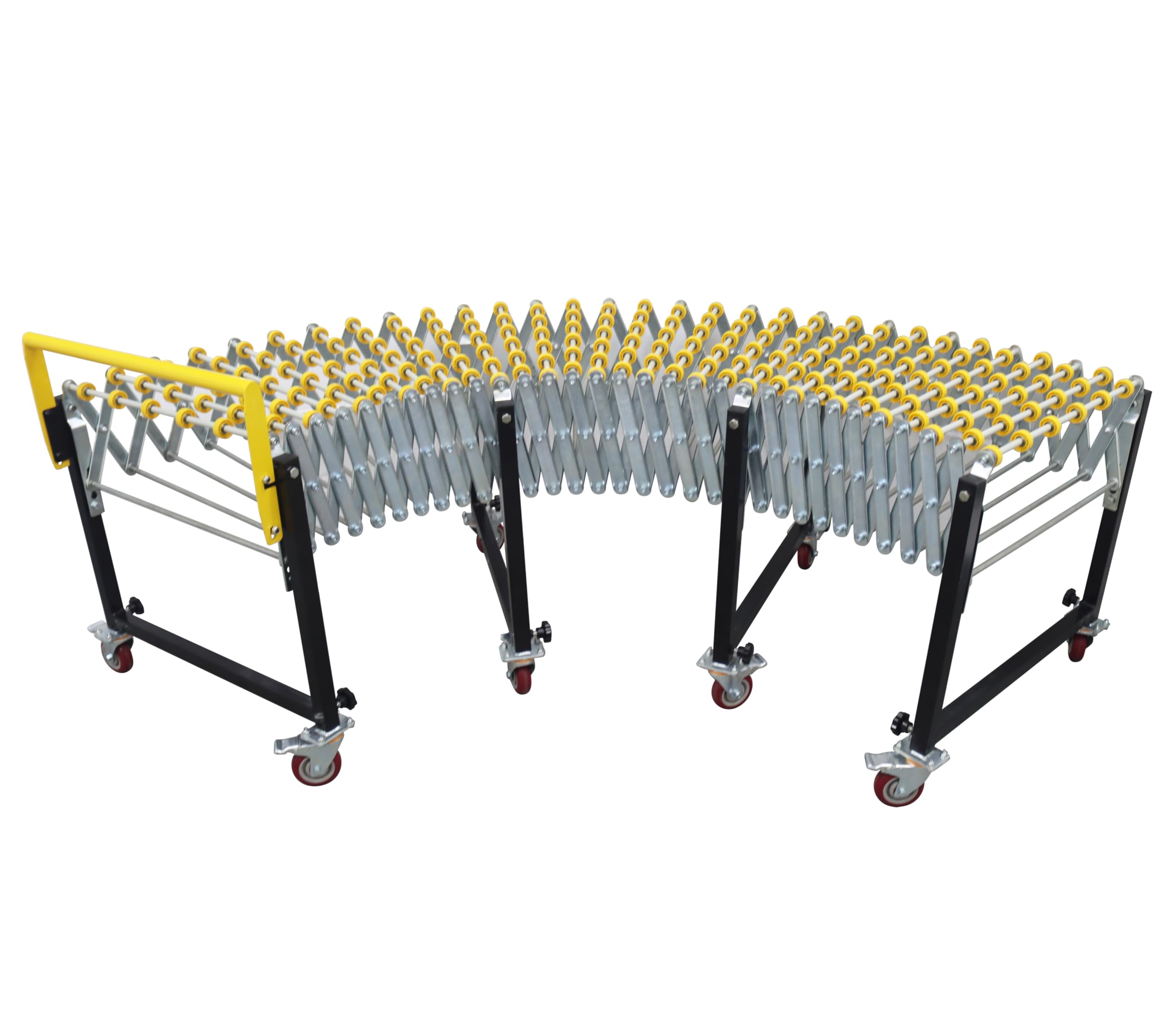 TECHTONGDA Folding Conveyor ABS Wheels Stand Retractable Adjustable 47-177 Inch Length 29.5-45.3 Inch Height 23.5 Inch Width Carbon Steel Frame