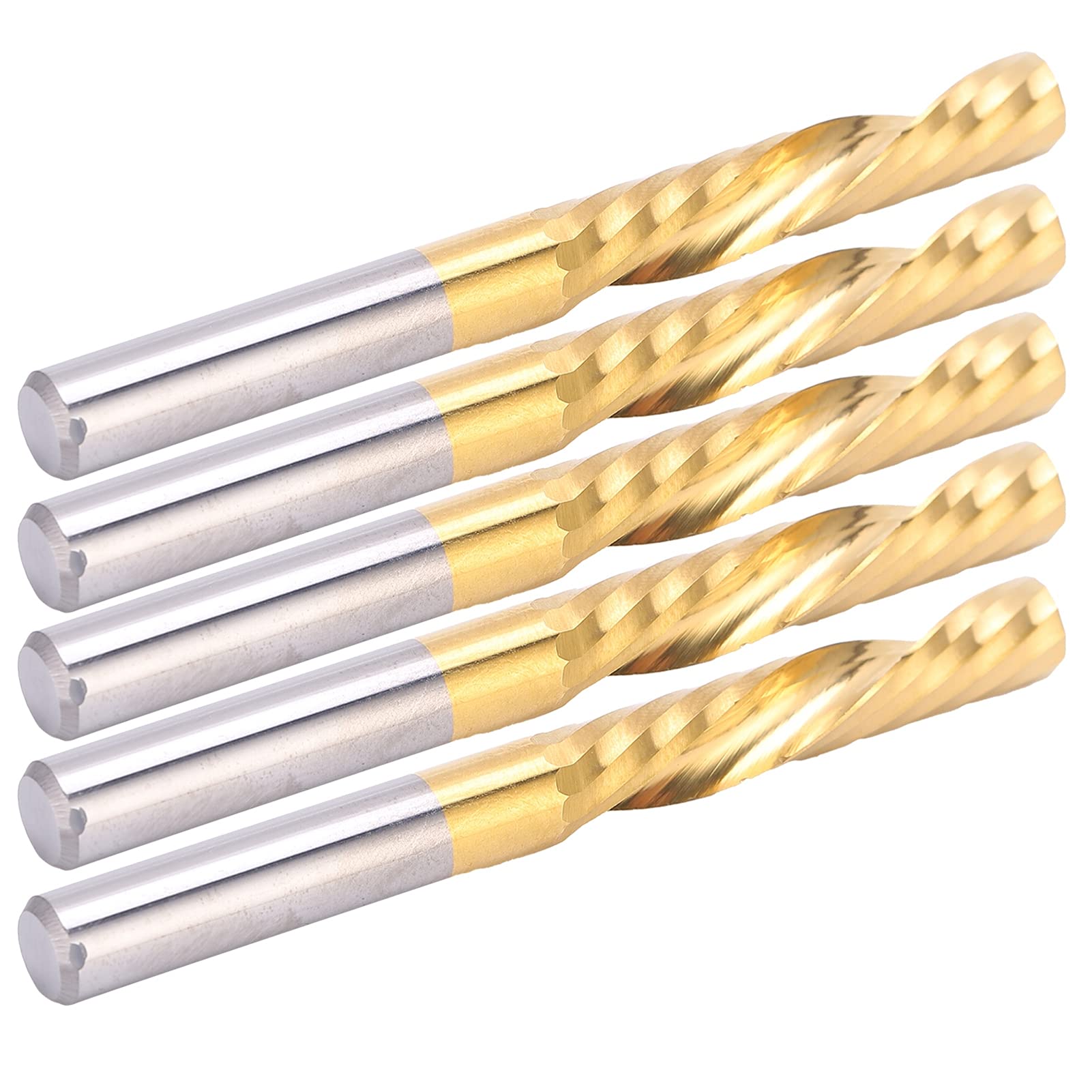 FTVOGUE 5-teiliges Spiralfräser-Set, 1/4 Zoll Schaft, Hochglanzpolierte