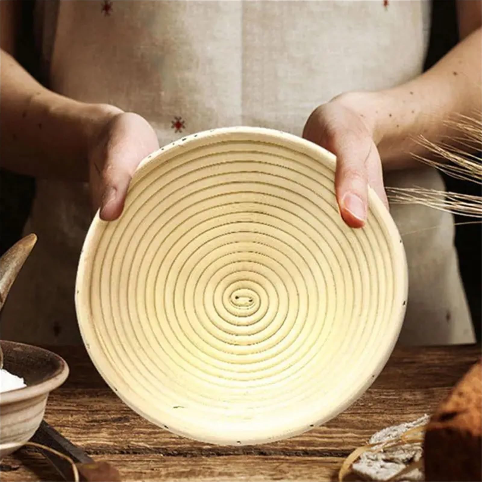 Cesta Para Fermentar Pan Cesta de mimbre for fermentación, utensilios for hornear, cesta redonda for pan, cubierta de tela, herramienta de torrefacción for panadería y cocina en casa(25cm)