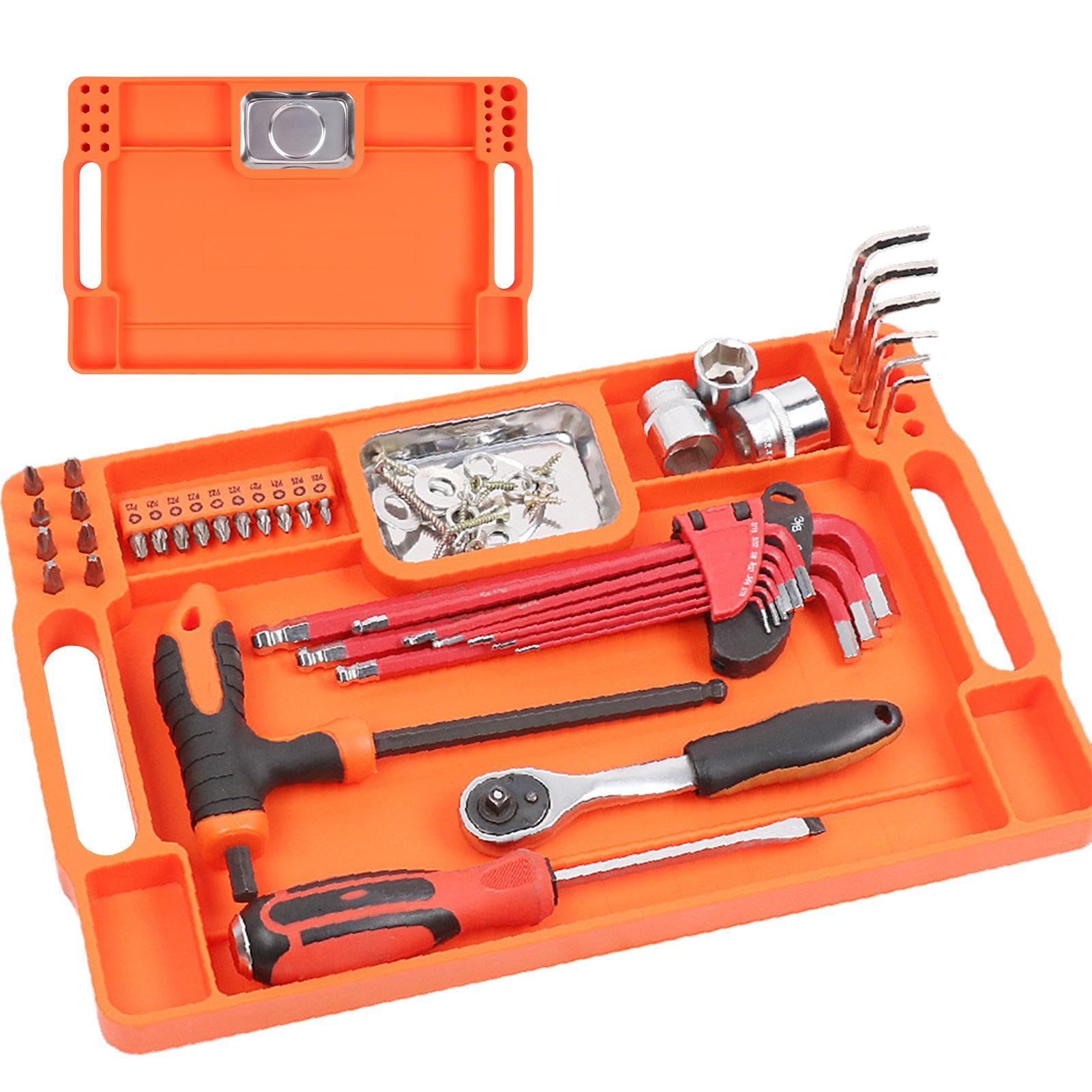 Silicone tool Mat | Magnetic Storage | Multipurpose Mechanical Tray, Segmented Organizer for Repair