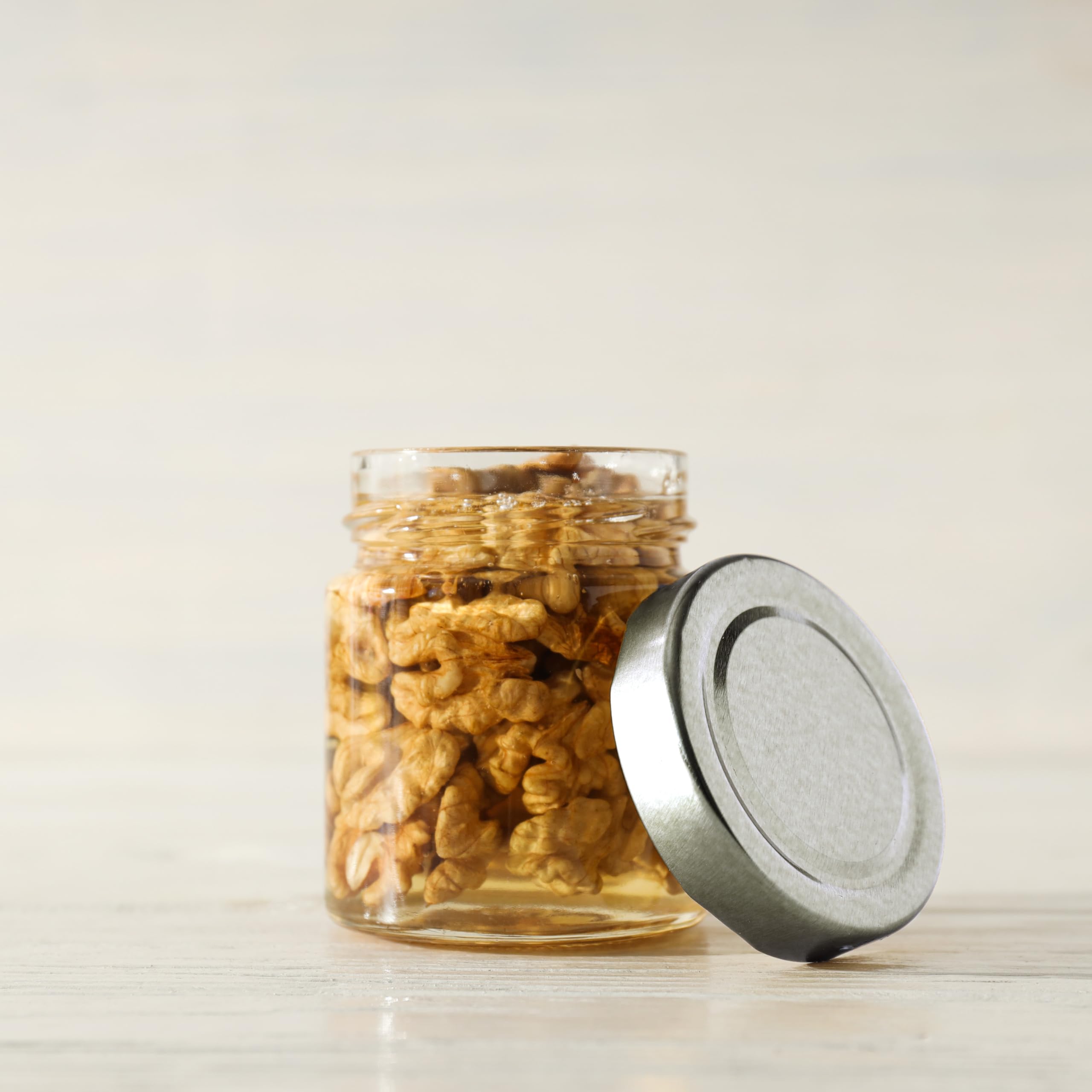Vasetto in Vetro da 212 ml Rotondo in Confezione da 20 pezzi (212ml - 20 Pezzi) Vuoto con Tappo Alto Argento per Conserve, Marmellate, Miele, Salse, Arredo e Oggettistica, Regalo
