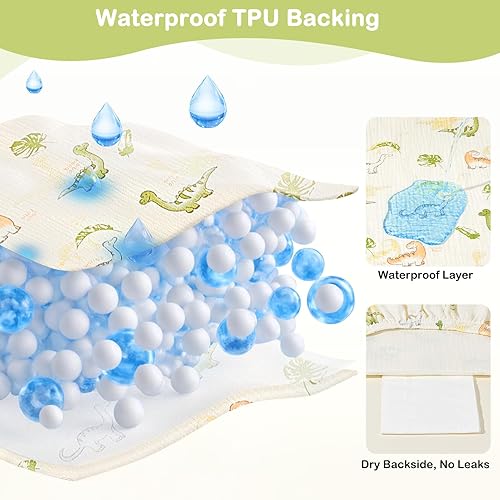 Miniatura 2 de Basumee Juego de 2 fundas de muselina para cambiador, impermeables, para niños y niñas, suaves y transpirables, para cambiadores de pañales de bebé,