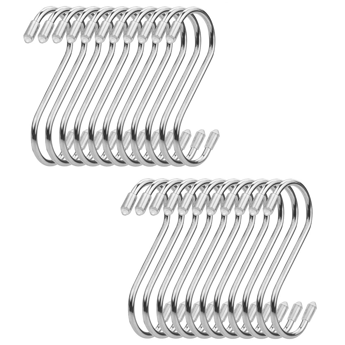 NA Shayfeer 20 Pack S Hooks Heavy Duty Hanging Hooks Stainless Steel S Shaped Hanger for Kitchen, Bathroom, Bedroom and Office