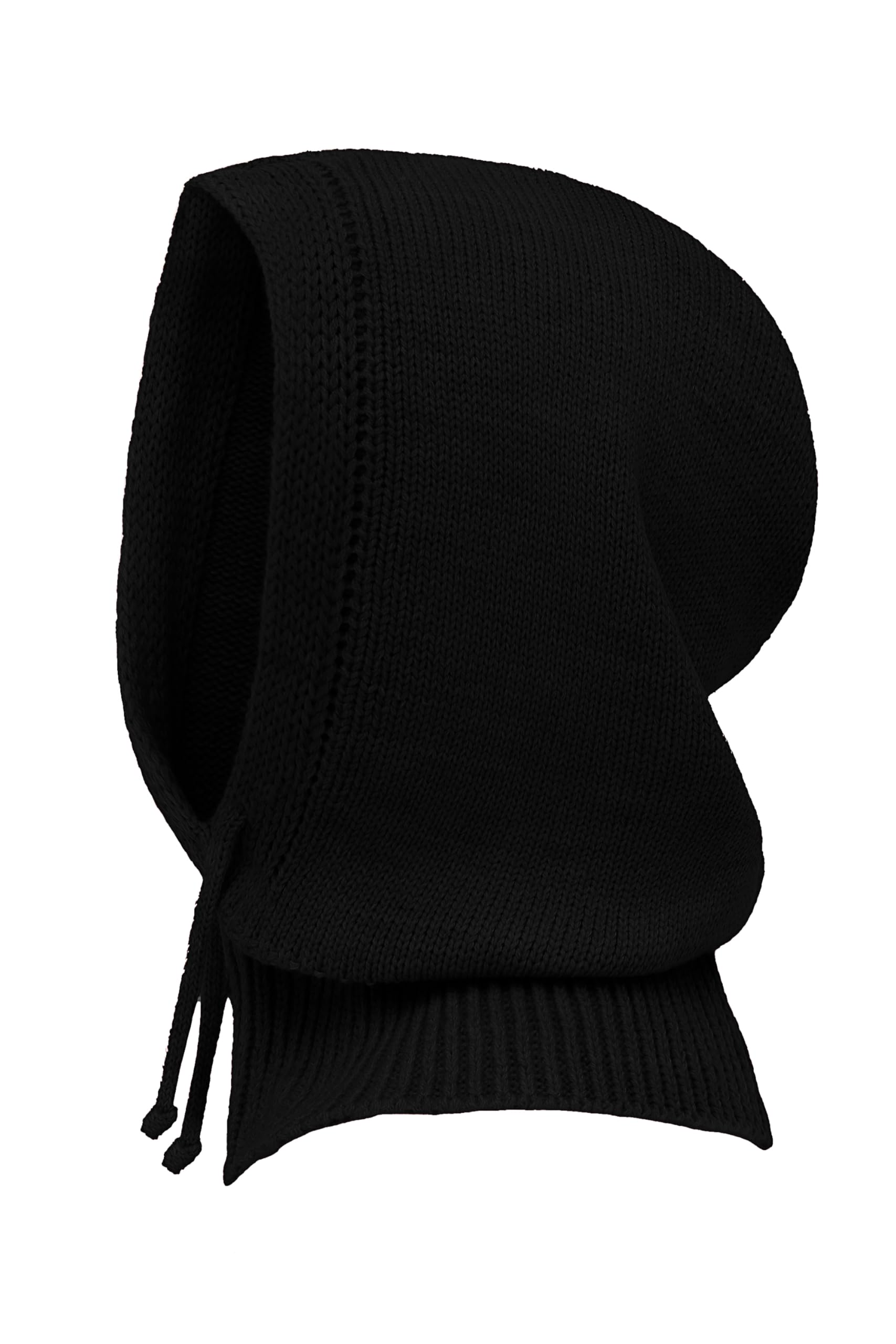 Lilax Women's Black Hooded Scarf Hat For Balaclava Knit Skull Cap Beanie Hat (Black)